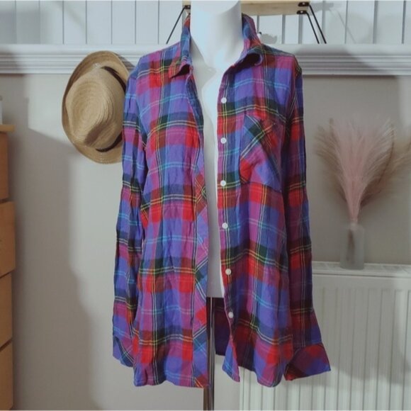 GAP "Purple Plaid" Super soft Cottagecore Long sleeve top- M - Picture 1 of 15